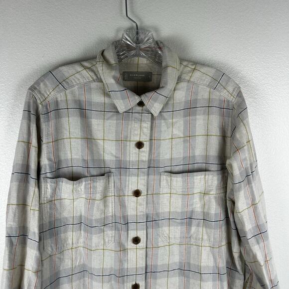 Everlane Womens Button Front Flannel Shirt Size 6 Oversized Organic Cotton - Picture 4 of 6